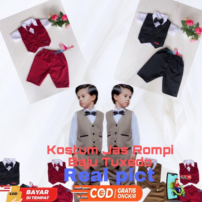 Setelan Jas Hitam Baby Bos Pengusaha Jas Tuxedo Bayi Kostum foto