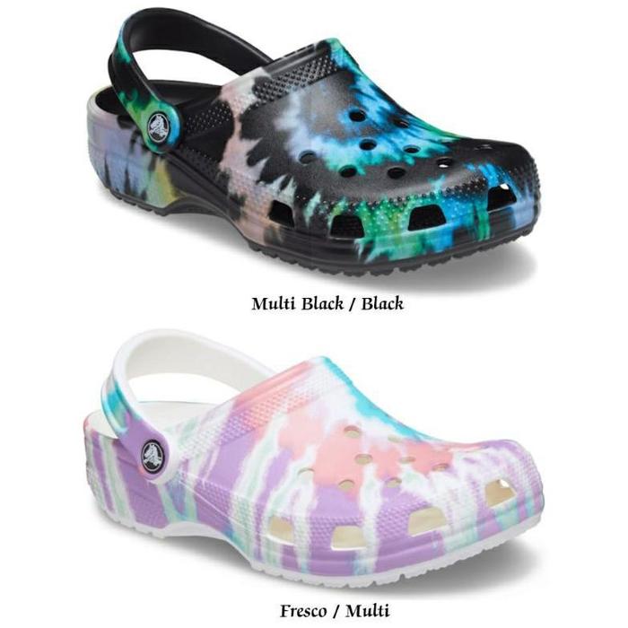 CROCS UNISEX CLASSIC TIE-DYE GRAPHIC CLOG SANDALS / CLASSIC CLOG MOTIF