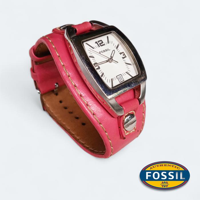 Fossil Jam tangan cewek second original kulit pink leather