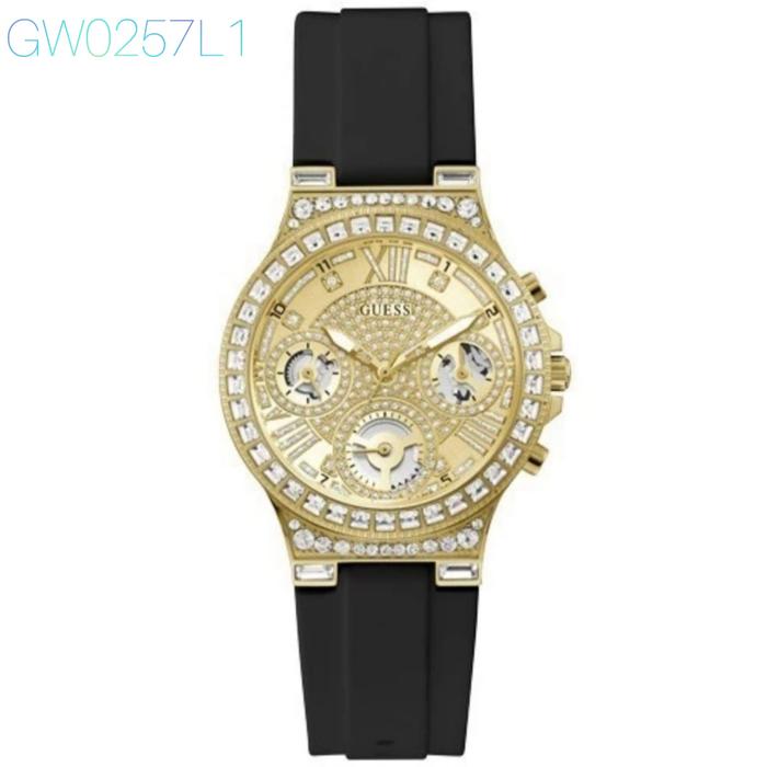 Guess Jam Tangan Wanita GW0257L1 Original Fullbox Quartz Rubber Tanggal Hari Chrono Aktif Water Resi
