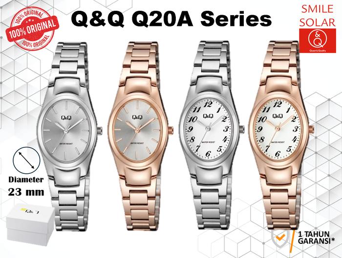 Jam Tangan Wanita Classic Casual Business Rantai Stainless Steel Analog Original Q&Q QnQ QQ Q20A Ser