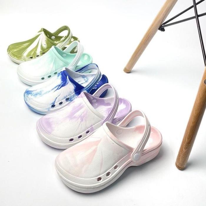 SEN HM956 Sandal Medis Loreng /Sandal Kodok Tie Dye Sandal Kodok Motif Keren Sandal Bakpao Sandal Sa