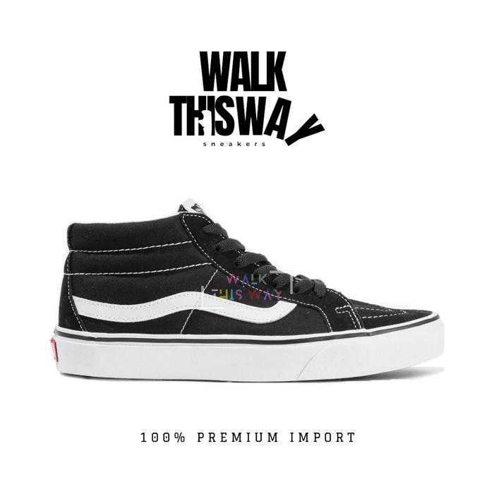 sepatu pria sneakers vans old skool sk8 mid / sepatu vans / sneakers old skool / black and white cla