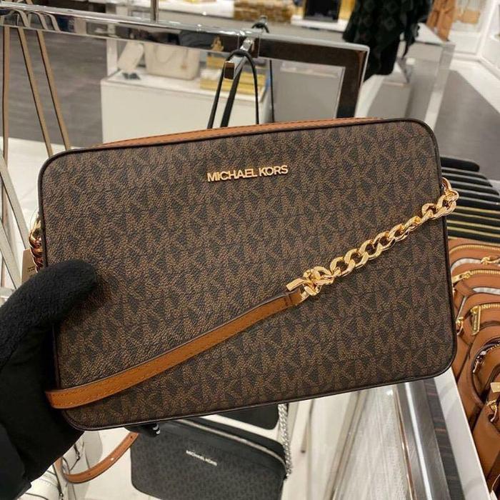 MK jet set crossbody brown