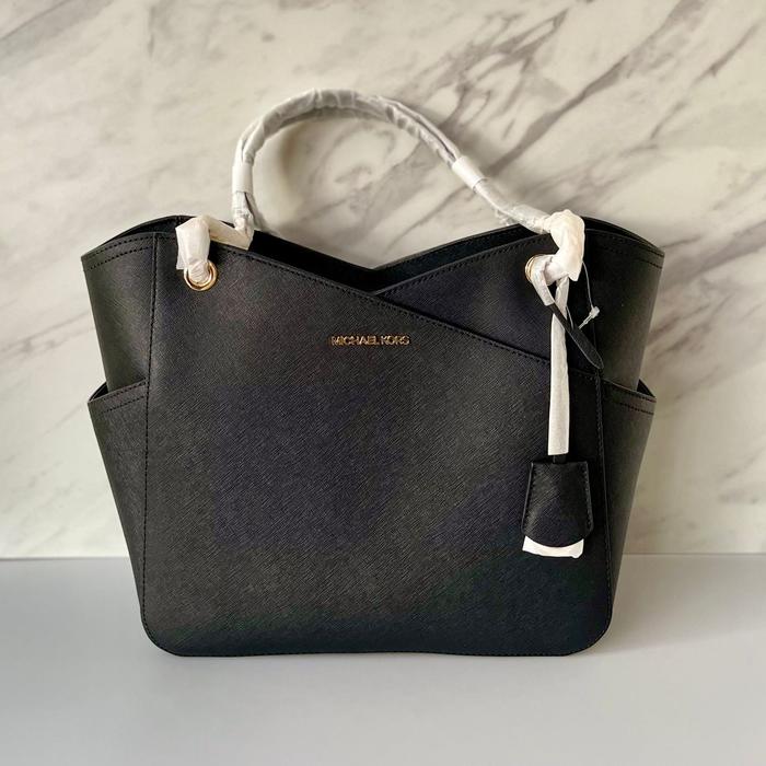 MK JET SET LARGE X CHAIN SHOULDER TOTE BLACK