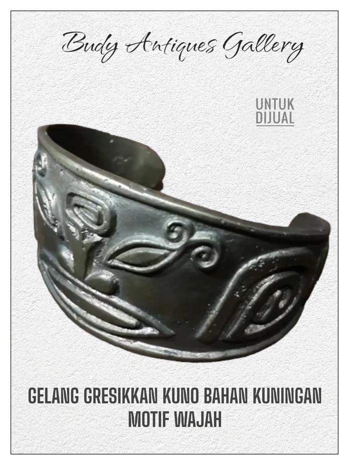 Gelang Kuno Gresikkan Bahan Kuningan Motif Wajah