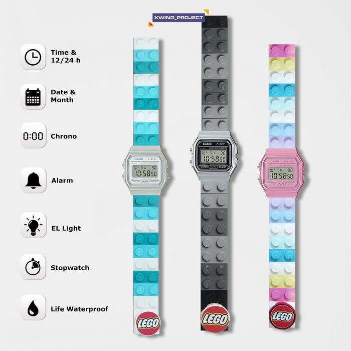 Jam Tangan Digital CASIO dengan Strap Brick LEG0 Original | Casio F-91WS / F91WS / F91 / F91W / F91W
