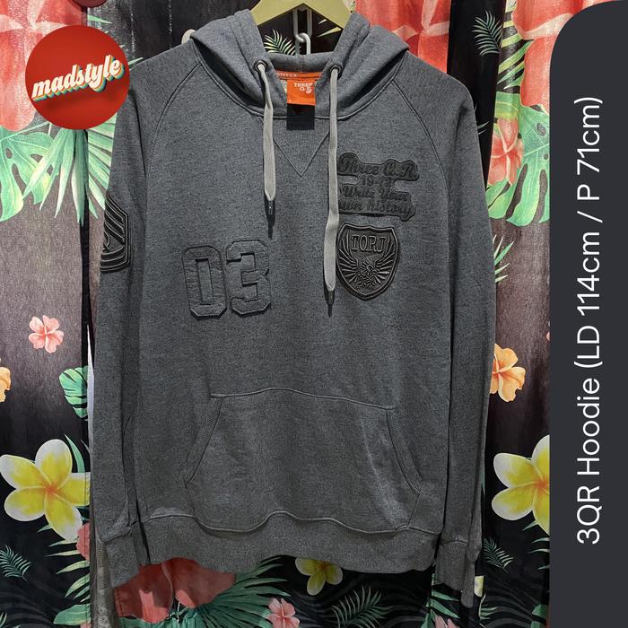 Three QR Hoodie ~ Grey Full Patch Bordir Logo