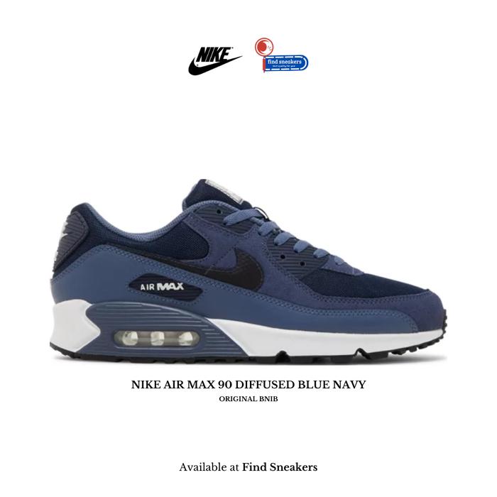 Sepatu Sneakers Pria NIKE AIR MAX 90 DIFFUSED BLUE NAVY ORIGINAL BRAND NEW IN BOX