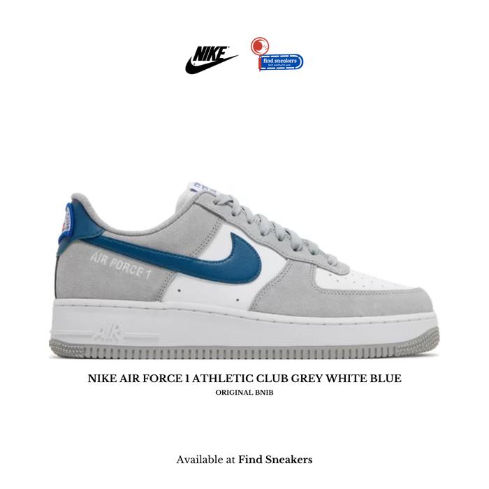 Sepatu Sneakers Pria NIKE AIR FORCE 1 ATHLETIC CLUB GREY WHITE BLUE ORIGINAL BRAND NEW IN BOX