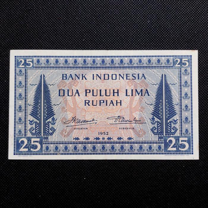 Uang Kuno 25 Rupiah Seri Budaya Tahun 1952 Nomor Seri Lumayan Cantik MHG 022244