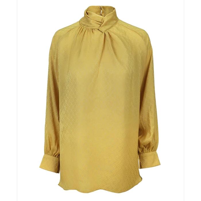 BUTTONSCARVES Monogram Satin Drapery Blouse/Pants
