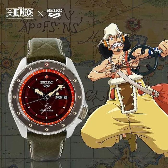 Jam tangan seiko 5 sports x one piece Usopp automatic Green