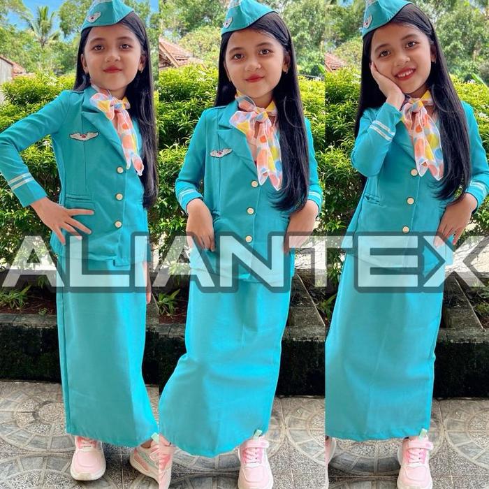BARU!! BAJU PRAMUGARI HIJAB ROK(TOSCA)/BAJU KARNAVAL/BAJU PROFESI ANAK/BAJU TK/KOSTUM/SERAGAM TK/BAJ