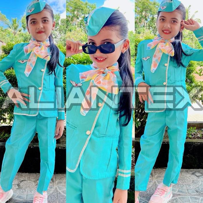 READY!! BAJU PRAMUGARI ANAK HIJAB TOSCA/BAJU KARNAVAL/BAJU PROFESI ANAK/BAJU CITA CITA/KOSTUM ANAK/S