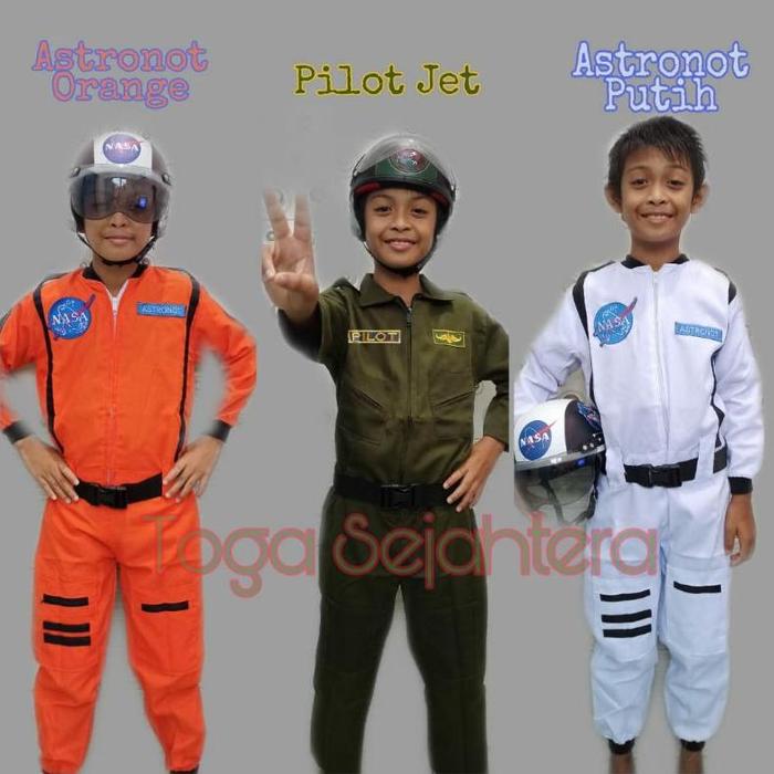BARU!! New !!! HELM + Baju Wearpack Anak Profesi ASTRONOT NASA / PILOT JET TEMPUR ANAK