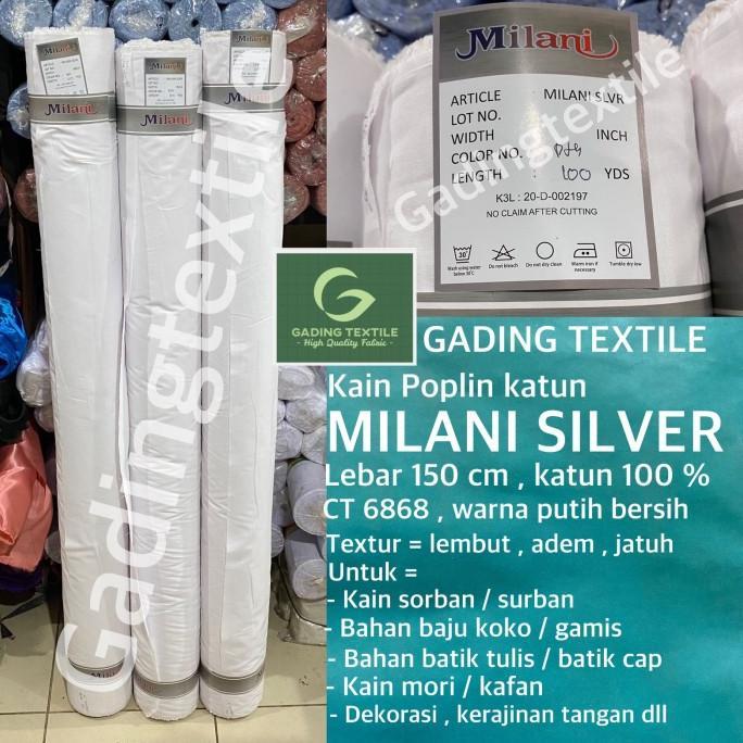 kain katun poplin putih MILANI bahan sorban gamis ihrom batik ROLL