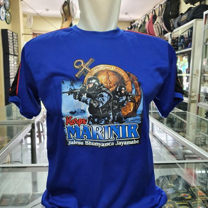 kaos kombinasi Marinir Biru Jangkar Besar | kaos dalaman dewasa Army | Oblong Pundak Tulisan