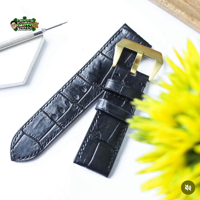 Sevenfriday Tali Jam Tangan Kulit Croco Hitam Glossy Lentur Nyaman Bebas Custom Garansi 6 Bulan Basi