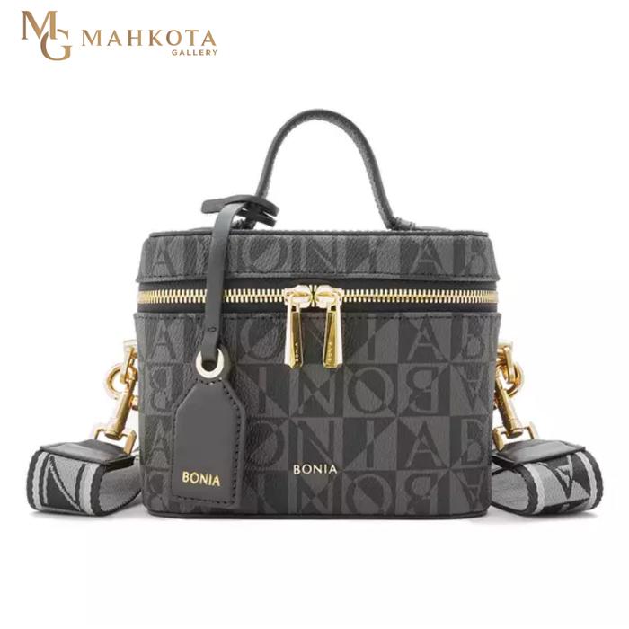 Tas Selempang Wanita Bonia 801.391.302 Black Teana Monogram Satchel Box Bag