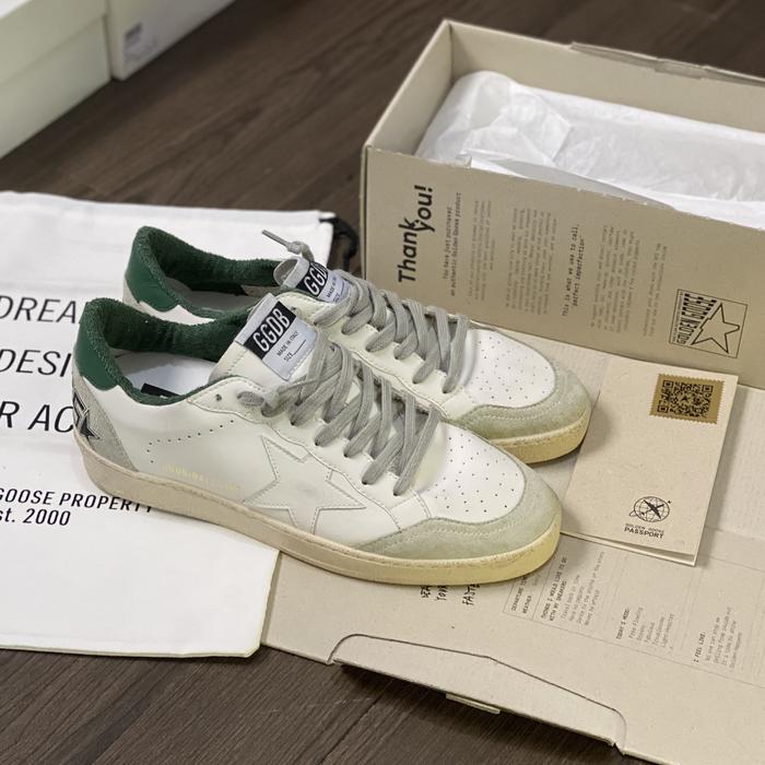 Golden Goose Ball Star White Green Leather Suede Toe Made in Italy Original