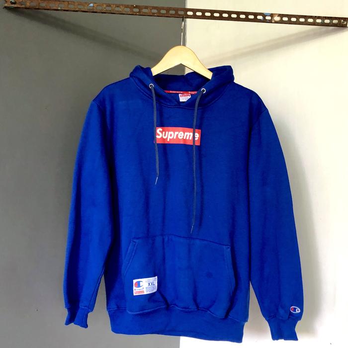 Supreme X Champion Blue Hoodie