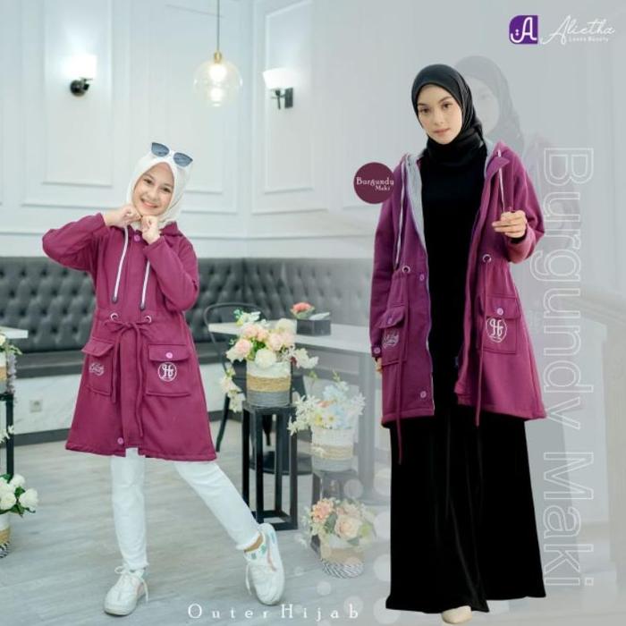 Hemat Jaket Outer Hijab Alietha | Jaket Hijab Panjang Muslimah | Jacket Alietha Tebal