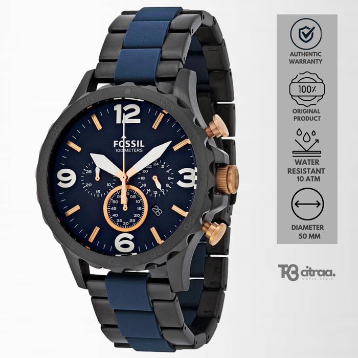Jam Tangan Pria Fossil Nate Chronograph Mewah Sporty original JR1494