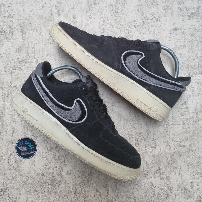Nike AF1 Chenille Swoosh Suede Black (Rare)
