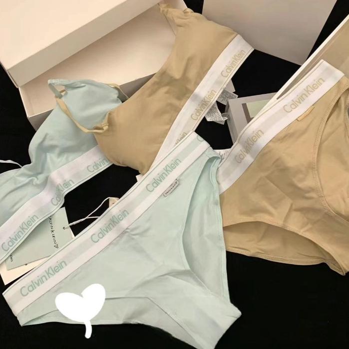 Calvin Klein X Jennie Blackpink Bralette Set Mint Sage Hijau Khaki Panties Collaboration kolaborasi 