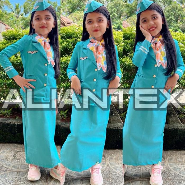 BAJU PRAMUGARI HIJAB ROK(TOSCA)/BAJU KARNAVAL/BAJU PROFESI ANAK/BAJU TK/KOSTUM/SERAGAM TK/BAJU AGUST
