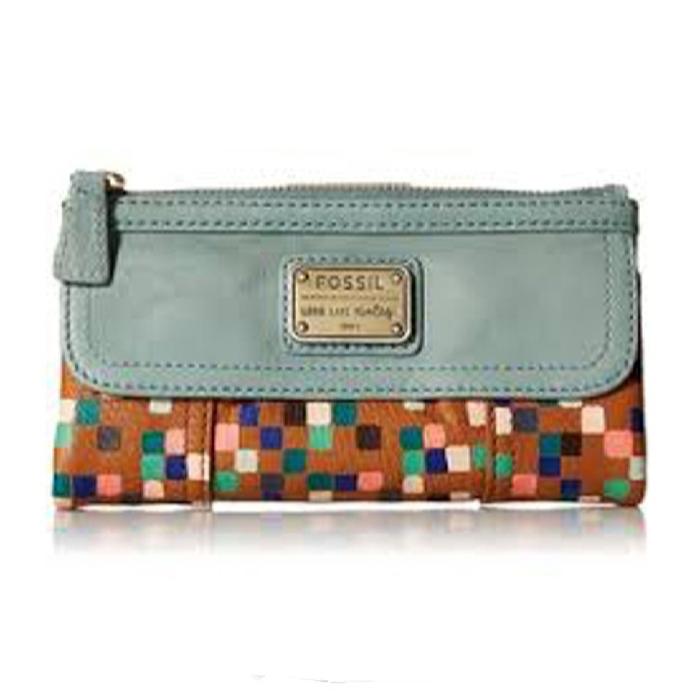 Fossil Emory Patchwork Multi Green Wallet