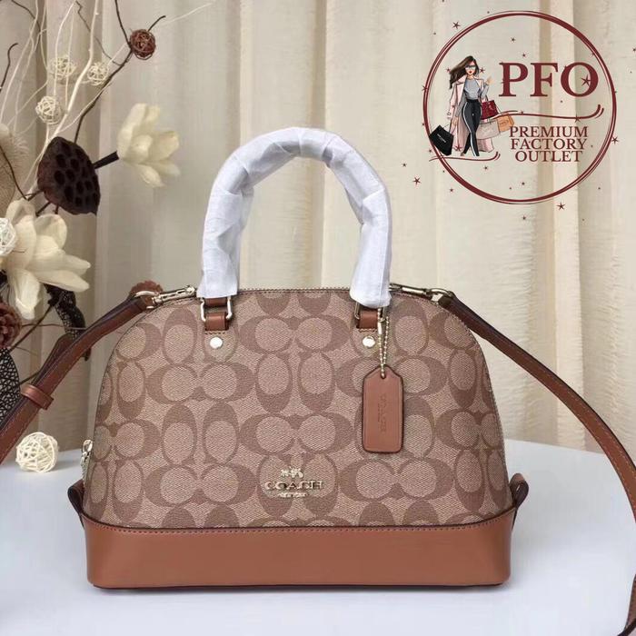 READY STOCK TAS F27583 Mini Sierra Hand Bag Signature Satchel Khaki Saddle