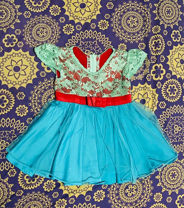 DRESS PESTA ANAK PEREMPUAN CEWEK USIA UMUR 2-3 TAHUN BRUKAT HIJAU TOSCA FASHION KOREA STYLE KEKINIAN