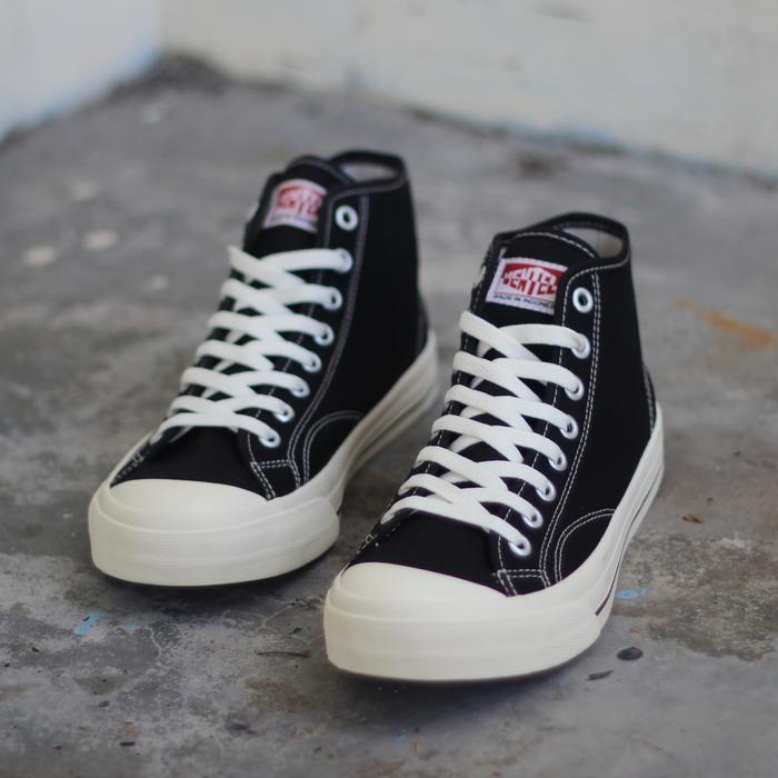Ventela Basic Sepatu High Cut Hitam Natural HC BN Bahan Canvas 12 oz Anti Slip Size 33-44 Garansi Or