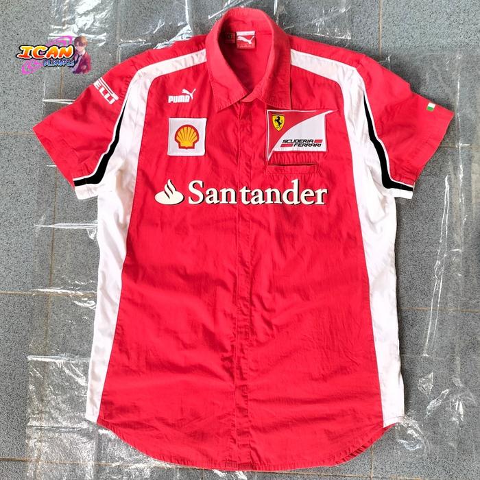 Workshirt Kemeja Ferrari x Puma F1 Official Team Crew Vintage Retro Original Merchandise Scuderia Fe