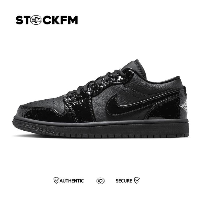 Nike Air Jordan 1 Low Black Croc Metallic Silver (W) Original