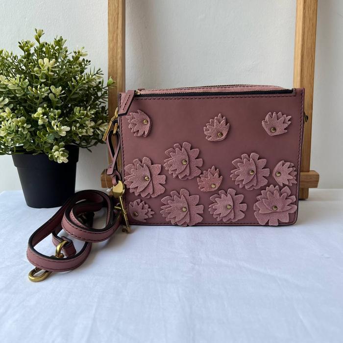 tas wanita fossil campbell crossbody dusty mauve mm