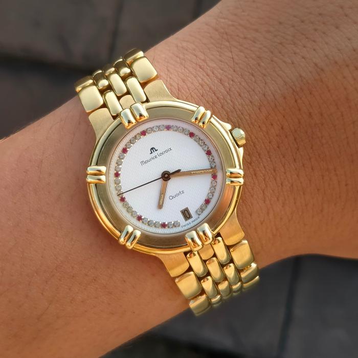 LUXURY BRAND ! jam tangan vintage Maurice Lacroix rare langka gold quartz antik ori quartz diamond s