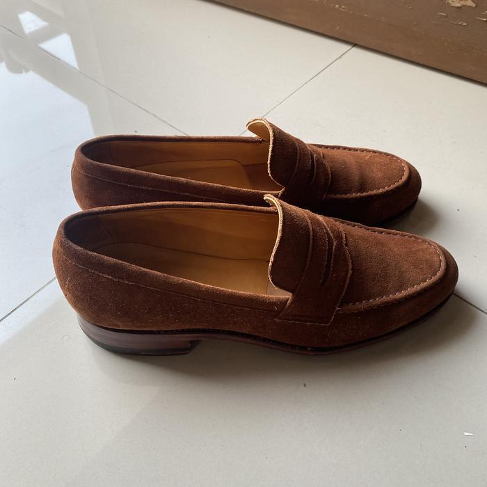 Meermin Mallorca Suede Penny Loafers Goodyear Welted Size 43,5/28cm not alden carmina fortuna church