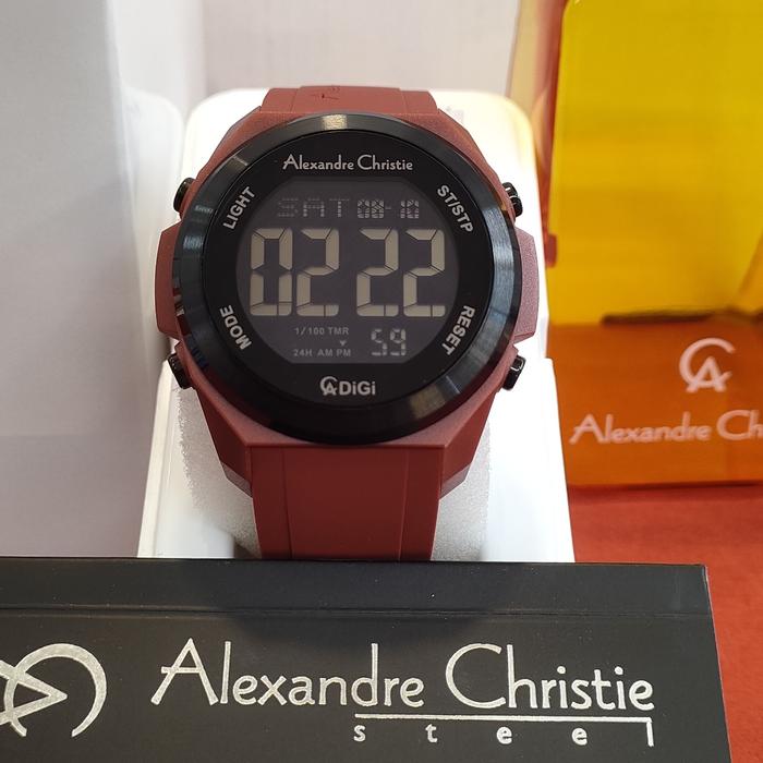 Jam Pria DiGi ORIGINAL Alexandre Christie AC 9342 MH Stainless Steel Rubber