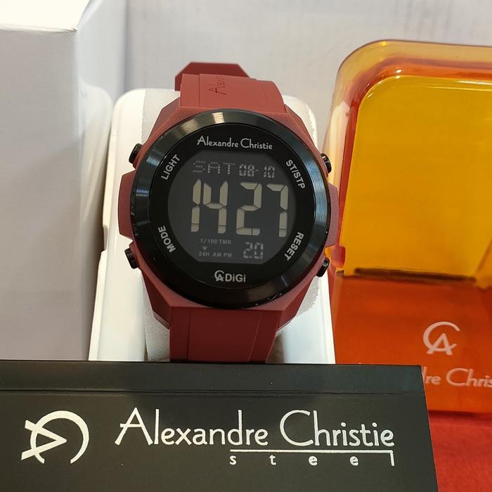 Jam Pria DiGi ORIGINAL Alexandre Christie AC 9342 MH All Solid Steel Rubber
