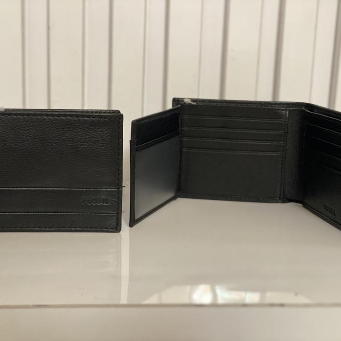 FOSSIL LUFKIN TRAVELER BLACK dompet pria