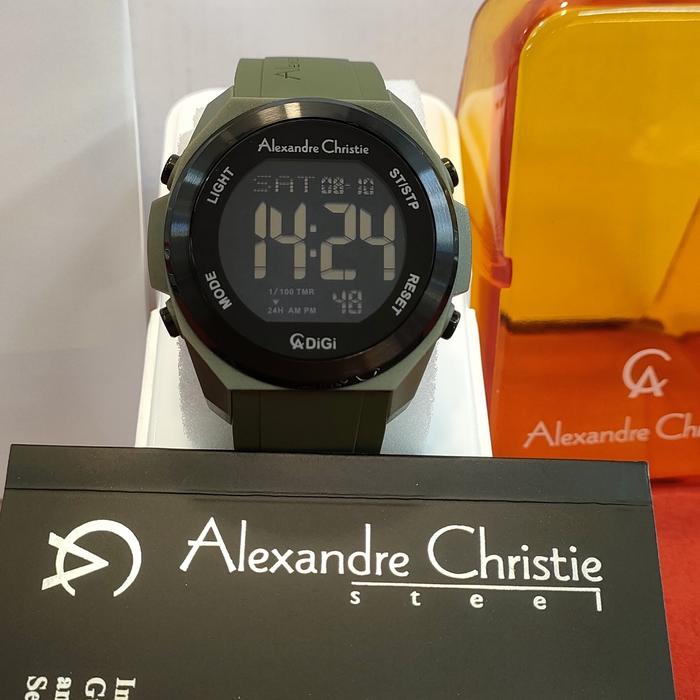 Jam Pria DIGI ORIGINAL Alexandre Christie AC 9342 MH All Steel Rubber