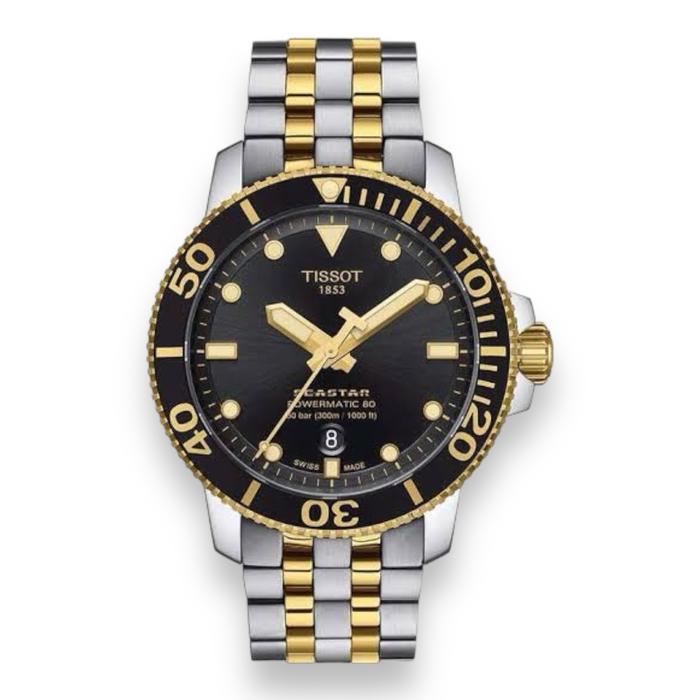 Tissot Seastar 1000 Powermatic 80 T120.407.22.051.00 Jam Tangan Diver Pria Stainless Steel dengan Lapisan PVD Emas Kuning