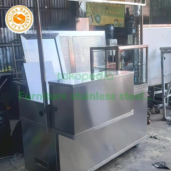 Gerobak Meja Kompor Stainless Ukuran 150x70x145cm PO 15 hari kerja