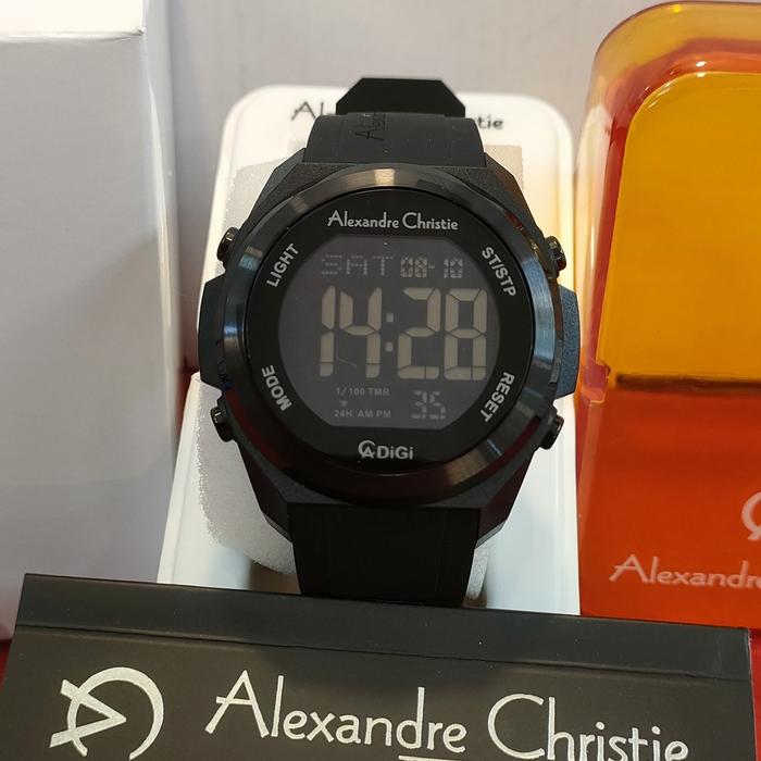 Jam Pria DiGi ORIGINAL Alexandre Christie AC 9342 MH All Solid Stainless Steel Rubber