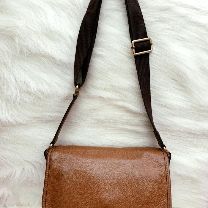 Tas Brhas Pati Selempang Slingbag Wanita Kulit Asli Coklat