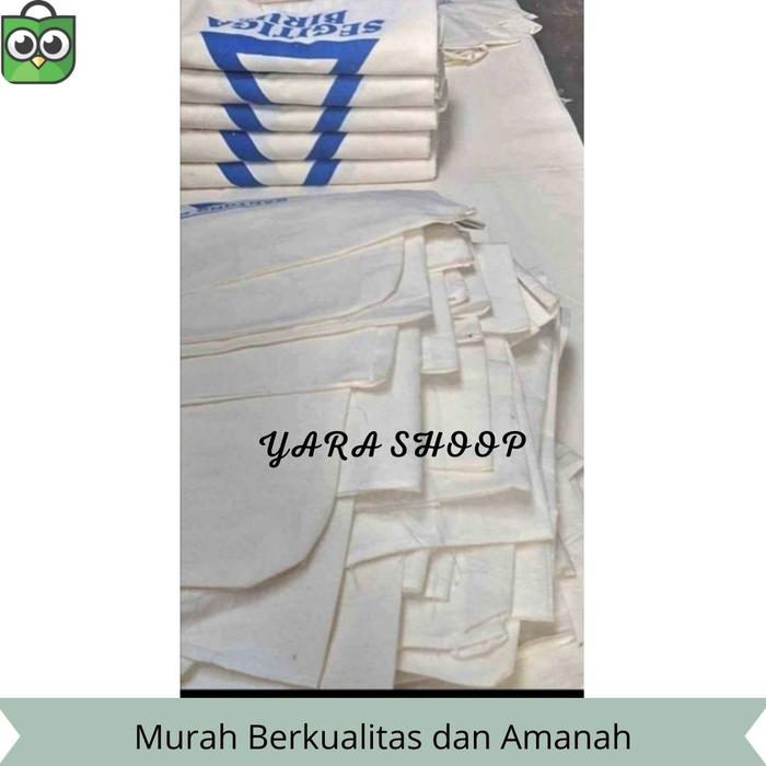 Kantong serbaguna kain/kandi/karung bekas tepung segitiga biru POLOS tanpa sablon
