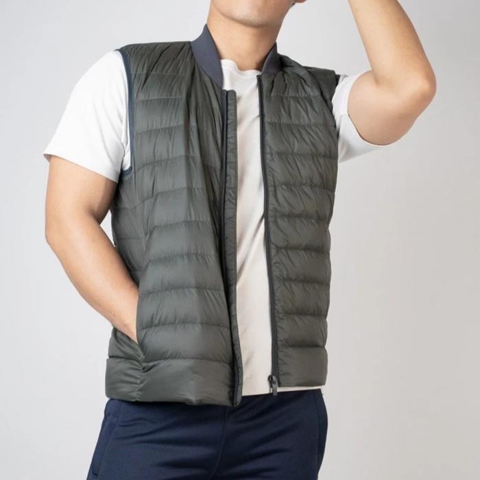 ROMPI PRIA BULU ANGSA TBJ GOOSE DOWN VEST OUTDOOR LIGHTWEIGHT ARMY